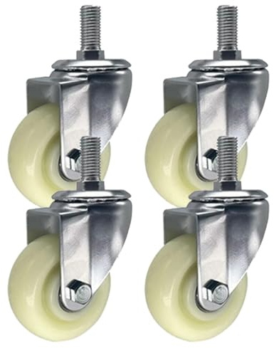 4er-Pack Lenkrollen mit 3-Gewindeschaft, industrietauglich, hochbelastbar, mit Kugellager, for Möbelwagen, Tragkraft 300 kg(No Brake,M16)