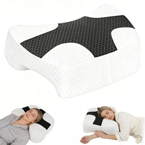 JAOGAUS Sidosovkudde med armhål, ergonomisk minnesskum kudde för vuxna, 3 armplaceringshål, designad för axelkomfort, sidorygg och magsovande