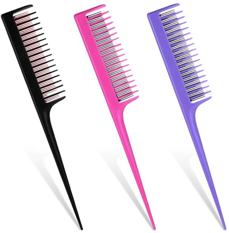 JJUNW 3 PCS Triple Teasing Comb for Women, 8.15 Inches Professional Teasing Comb Heat Resistant Hair Teasing Comb Back Comb for Thick Fine Hair Styling Backcombing Volume Structure