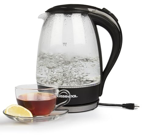 Electric Water Tea Kettle (1.7Liters) -Fast Heating w Auto Shut-Off, Boil-Dry Protection & Cool Touch Handle- Non Slip 360° Rotary Base -30 Cord Wraps into Base for Easy Storage & Cordless Serving