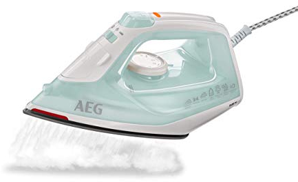 AEG Dampfbügeleisen, 2400 W, 110g Dampfstoß, 0-30g Dampf/Min., Restwärmeanzeige, Keramik Bügelsohle, Gleitfähigkeit, 250 ml Wassertank, 2 m Kabel, Anti-Kalk System, Hellgrün, weiß, DB 1740LG