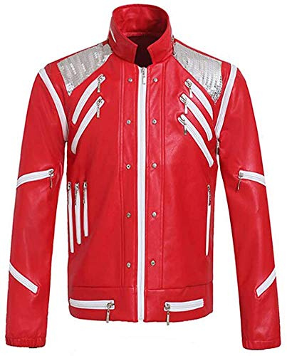 Xiami Leyuan röd kostym cyklist läderjacka cosplay för M J läderjacka slå it jacka, Röd, XS