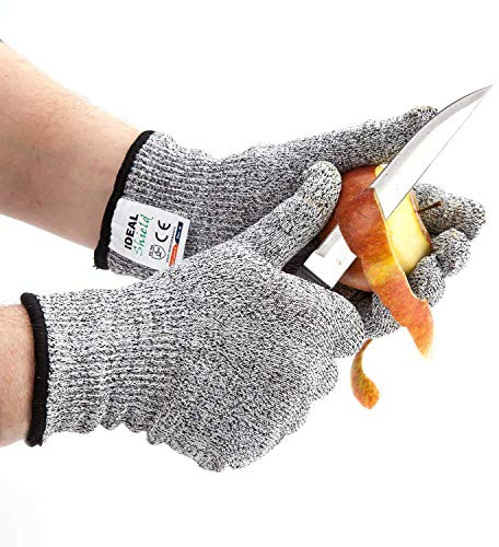 IDEAL Pro Cut-resistant Level 5 Food Grade Gloves for Men and Women, Grey, Medium, 3 Pairs