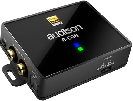 Audison B-Con récepteur Bluetooth Hi-Res, entrée Optique 24 bits/192 kHz | Bluetooth 5.0, codec LDAC, AAC, SBC, entrée et sortie optique S/PDIF 24 bits/192 kHz, sortie RCA 2 Vrms