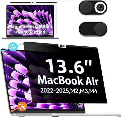 IPROKKO Magnetic Privacy Screen for Macbook Air 13.6/13 Inch (2022-2026, M2, M3, M4, M5), Removable Matte Anti Glare Blue Light 13In Mac Laptop Screen Protector Filter