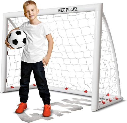 NET Playz Fußballtore für den Garten, hochfestes, schnell aufstellbares Fußballtornetz – 1,2 m x 0,9 m – wetterfest, Fußballgeschenke für alle Altersgruppen