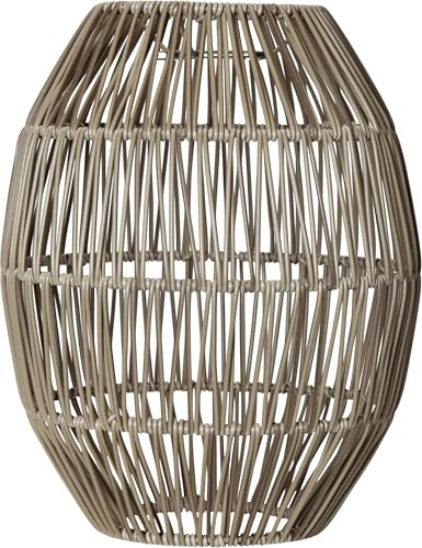 Star Trading Rattan Lampenschirm Linde - Pendelschirm E27 in Greige/Beige, 24 x 30 cm, IP44, Offenes Flechtwerk, Boho & Skandinavisch, Innen und Aussen