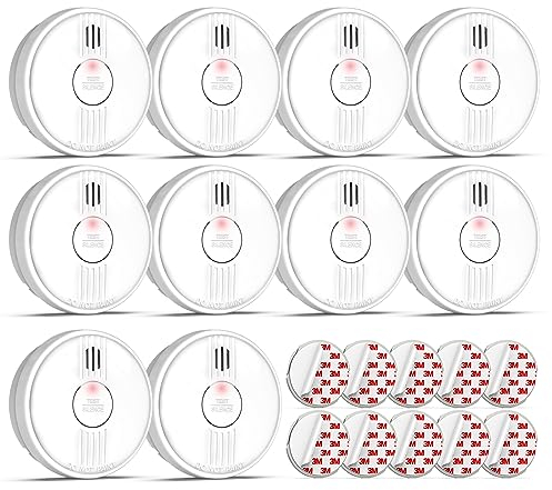 Putogesafe Rauchmelder, Feuermelder mit 10 Jahre Lebensdauer, Rauchwarnmelder Brandmelder mit austauschbarer 1-Jahr Batterie, Photoelektrischer Rauchmelder, 10 Stück, 206C