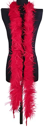 DIY Feder Boa,Asudaro Flauschige Federboa Flauschige Marabu Feder Boa DIY Frauen Verkleidung Dekor Truthahnfedern Boa zum Basteln Zubehör Für Bastelarbeiten Kostüme Halloween Hochzeiten,2m Rot#03