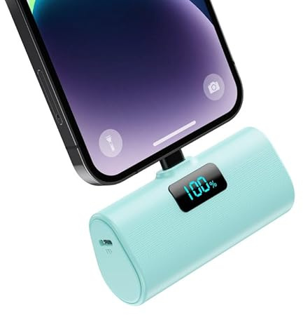 Mini Batterie Externe pour iPhone 5200mAh, Power Bank 20W PD Charge Rapide Chargeur Externe, Petit Batterie Portable pour iPohone 14/13/12/11/XR/X/8 (Vert, Milliampères-Heure (mAh), 5200)