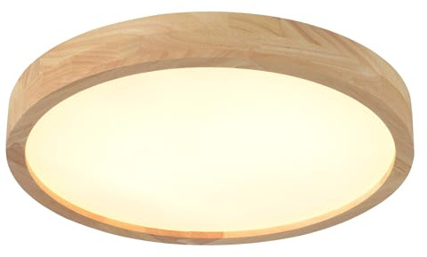 wanwanper Holz LED Deckenleuchte, Modern Runde Deckenlampe, Dimmbar LED Deckenleuchte(3000K-6000K), für Flure, Bäder, Flure, Schlafzimmer, Garagen, Büros, Treppenhäuser, Hotels, 40 * 5cm