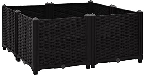 Makastle Jardiniere sur Pieds Espace Potager sur Pied Jardinage Exterieur Jardin et Balcon, boîtes de Jardin, Lit de Jardin Surélevé, Potager de Jardin Surélevé, 80x80x38 cm Polypropylène