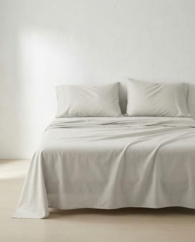 GAMUSI Parure de lit 3 pièces respirante et douce 100 % coton 120 x 190/200 cm, gris clair