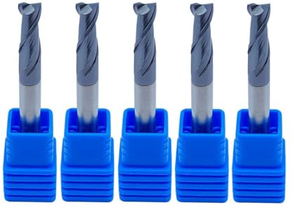 Hunricho 5 punte HRC45, diametro 5 mm, fresa a 2 tagli, punte CNC (HRC45D5x50-2F)