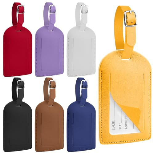 Hengxinc Pu Pelle Etichette per Valigie Aereo, Etichetta Valigia Aereo, Etichette Valigie da Viaggio, Riutilizzabile Viaggio Bagagli Tag, Adatto per Bagagli e Borse da Viaggio (7)