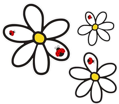 Pack de 3 Unidades Pegatinas flores para coches, motos, cascos, portátil y cualquier superficie plana, Vinilo Polimérico Exterior Resistente al Calor y al Frío.