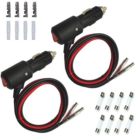 GTIWUNG 2 Pezzi Spinotto Presa Accendisigari Auto con interruttore, 12V Auto Accendisigari Cavo, Maschio Presa Accendisigari Adattatore con 57CM 14AWG per Auto,SUVs
