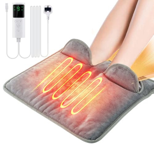 YANGUN Electric Foot Warmer, Heated Foot Warmers Electric, 40x40 Feet Warmer Fast Heating Pad, Heating Foot Warmer Pad with 9 Heat Levels & 4 Timers, Washable Electric Feet for Foot, Back & Full Body