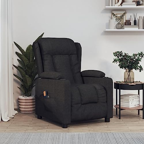 Homgoday Massagesessel Elektrisch Fernsehsessel Relaxsessel Ruhesessel Polstersessel Liegesessel TV Sessel mit Liegefunktion, Verstellbare Rückenlehne, für Wohnzimmer Schwarz Stoff