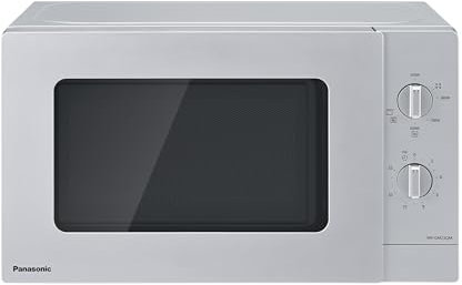 Panasonic NN-GM23QMEPG Horno Microondas Grill de 20 L con Bandeja De Vidrio y Rejilla, 800 W, Grill de 1000 W, Ajuste De Descongelación, Botón Giratorio, Quick 30, Temporizador, Plata