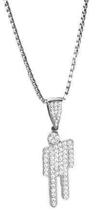 Generic Luxury Diamond Necklace, Elegant Round-Cut Zircon Pendant, Silver Chain Necklace for Adults, Hip Hop Style, Stainless Steel, Fine Jewelry