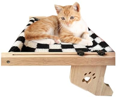 ETUCYNG Cat Seat for Large Cats, Cat Hammock for Windowsill, Cat Bed Nesting Seat, Adjustable Cat Windowsill Nest, Cat Hammock Seat with Padded Duvet