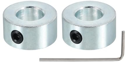 PATIKIL 10mm Bohrung Wellenkragen 20mm OD 10mm Dicke Set M5 Gewindestift | Silber, 2 Stück Klemmring Madenschrauben Kohlenstoffstahl mit & Schlüssel Automobilrobotik Maschinenbauin