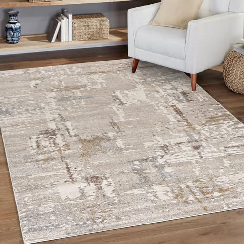 Mazovia Alfombra Beige Moderno Abstracto - Salón - Pilas Cortas Rectángulo Certificado Oeko-Tex® Minimalista - Cremoso - 160 x 230 cm