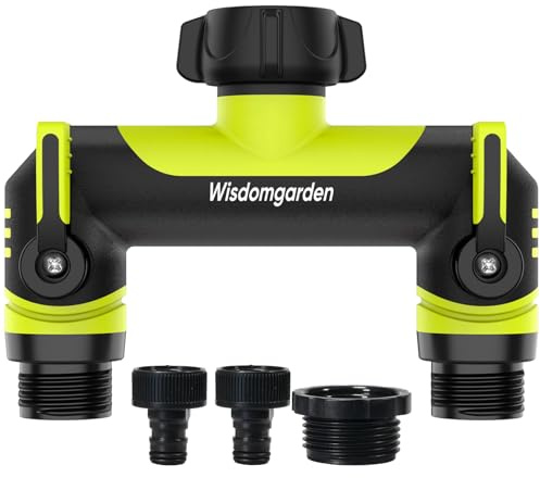 Hose Splitter, Outdoor Tap Splitter, 2 Way Hose Connector 3/4 with 1/2 Adapter