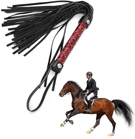 DHWEKU 1 pcs latigo Cuerode Cuero Artificial Suave,Látigo de Cuero PU para Caballos Herramienta de Entrenamiento, Accesorios para Disfraces, Cultivo para Montar a Caballo para Deportes al Aire Libre