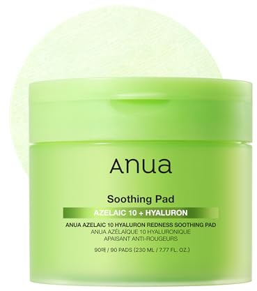 Anua Azelaic 10 Hyaluron Rötungsberuhigende Pads, Korean Skincare, 90Stück | Pflege bei Unreinheiten & Spots mit Toner Pads, Gesichtsmaske für Schnelle Anwendung mit Azelainsäure & Hyaluronsäure
