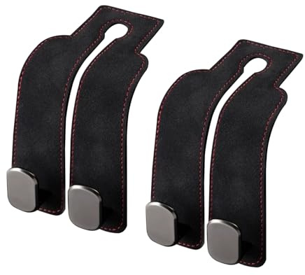 Bosmsaslad 2 Stücke Auto Lagerung Haken, Haken Rücksitz Kopfstütze, Autohaken aus Leder Universal, Doppelhaken für Autositzrückseite, Rücksitzhaken Kleiderbügel Handtaschenhalter Taschenhaken
