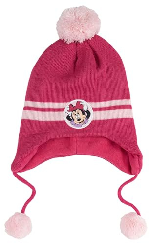 Disney Minnie Mouse - Berretto invernale per bambine con pompon rosa, Colore: rosa., Taglia unica