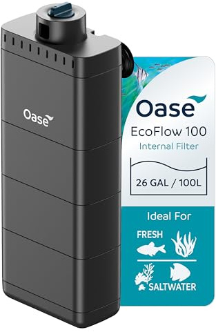 OASE EcoFlow 100 interner Aquariumfilter, für Süß- und Salzwassertanks bis zu 26 Gallonen, leise, anpassbarer Wasserfluss, mehrstufige Filtration