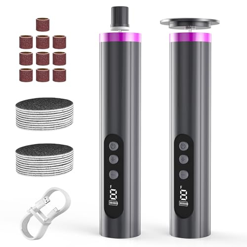 Gerbala Lima Electrica Pies Sin Cable, Lima Pies Durezas Recargable con 9 Velocidad Ajustable y 30 Papel de Lija Pedicura Quita Durezas Electrico para Exfoliante Eliminar Durezas y Callos (Negro)