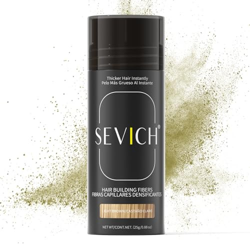 SEVICH Hair Building Fibers - Instant Hair Thickener for Thinning Hair Loss, Natural Keratin Powder for Men Women, Light Brown 25g/0.88oz