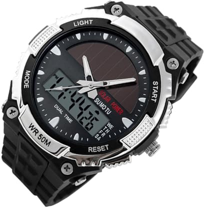 Genérico Reloj Solar para Hombre - Relojes para Hombre con Energía Solar,Reloj De Pulsera Multifuncional Casual para Deporte Fitness Trabajo Uso Diario