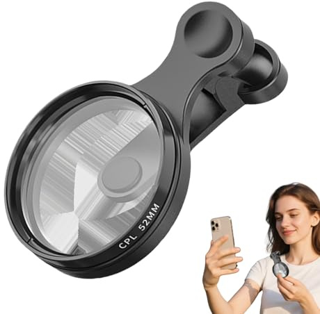 Filtro Polarizador para Teléfonos Móviles | Clip Circular Delgado De 52 mm para Filtro Polarizador,Lente para Cámaras de Smartphones con Recubrimiento Múltiple y Alta Definición