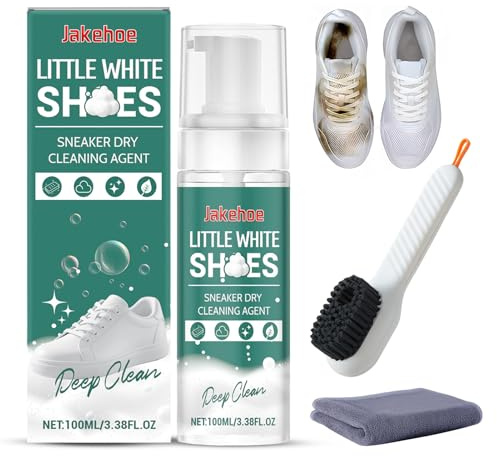Znnhnn Pulisci Scarpe, Kit Pulizia Scarpe da 100 ml con Spazzola e Asciugamano,Bianche Schiuma Pulitore Scarpe,Rimuovere Macchie e Sporcizia,Ideale per Pelle, Tessuto, Tela, Camoscio, PU