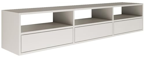 Selsey TV Lowboard - White Colour Modern TV Chest of Drawers 150 x 30 x 30 cm (W x D x H) TV Base Cabinet for Living Room Cabinet with Flaps Push to Open Lowboard Hanging TV Cabinet Wall Mounted