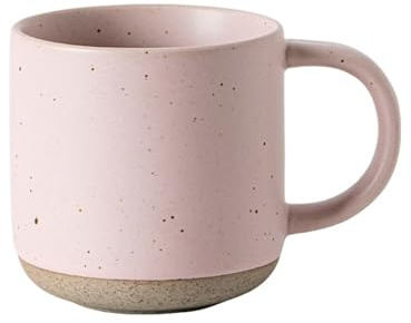 LIUHLFSR Modern Design Small Frosted Ceramic Tumblers Unglazed Base Speckled Coffee Mug with Handle for Kitchens, Cafes,Restaurants(Pink)