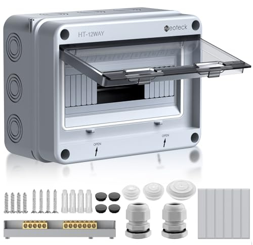 Neoteck Coffret de Distribution 12 Modules Étanche IP65 - Coffret Électrique Modulaire Transparent ABS - Tableau Mural Extérieur pour Maison Garage Jardin Bricolage