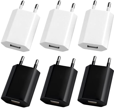 6 Stück USB Netzteil 5V 1A 5W Ladegerät Universal USB Stecker Slim Netzteil | Schnellladegerät für iPhone 8 7 6 Samsung S22 S21 S20 S10 S6 S7 S8 S9 Huawei Oppo LG