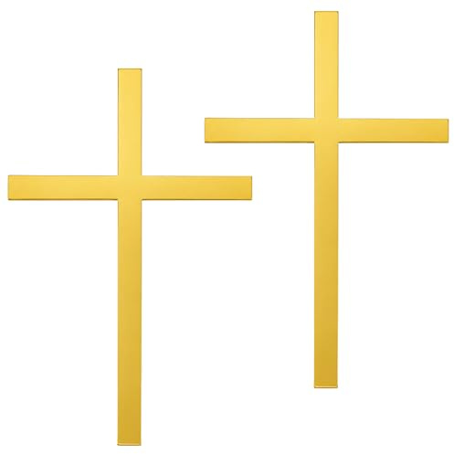2 stycken kors tårtdekoration akryl spegel dop tårtdekoration guld för dop fest födelsedag bröllop gör-det-själv tårttillbehör, 15,3 x 9,8 x 1 cm