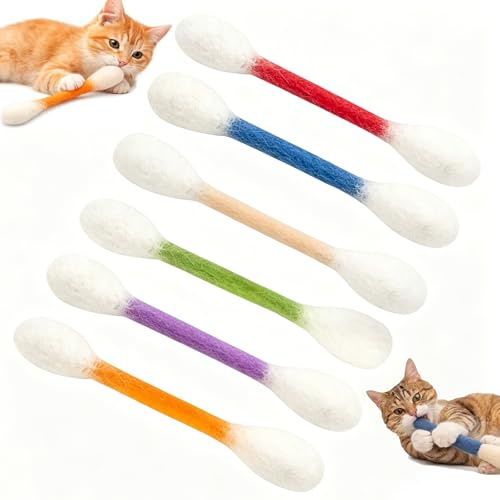 Yizemay Katzenminze Sticks, 6 Stück Wattestäbchen Katzen Kauhölzer Sticks für Katzen, Katzenspielzeug Set Langlebige Kauseile für Große Kätzchen zahnärztliche. (A)