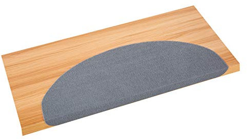 Gr8 Home Set of 15 Piece Non Slip Semi Circle Carpet Stair Treads Mats Floor Mat Protection Cover Step Staircase Pads Grey