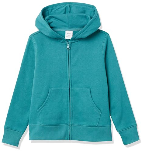 Amazon Essentials Mädchen Fleece-Kapuzenpullover mit Reißverschluss, Grünblau, 10 Jahre