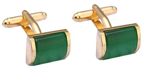 Hinleise Boutons de manchette pour homme en jade opale cuivrée avec boîte de boutons de manchette pour costume, affaires, mariage, festival, anniversaire, remise de diplôme