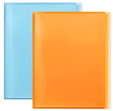 Lot de 2 Porte Vue Neutres A4 80 vues/40 Pochettes Couverture Polypro Coloris Aléatoires