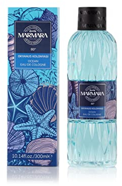 MARMARA BEAUTY Eau de Cologne OCEAN 300 ml - 80° - Profumo rinfrescante per donne e uomini - Acqua profumata - Rinfresca - EDC - Calmante - Acqua di Colonia